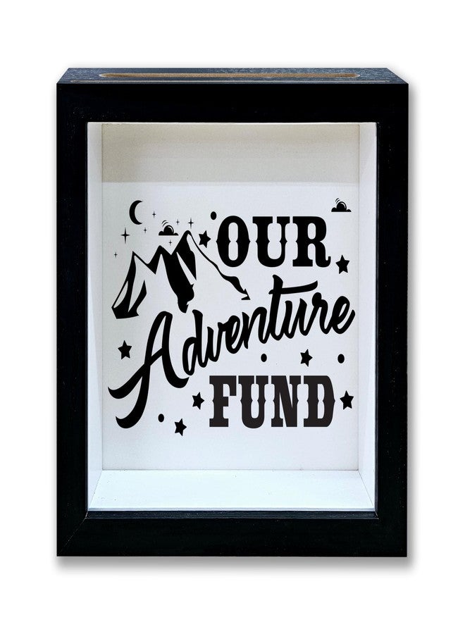 Mueddur Adventure Fund Black Shadow Box Frame, Honeymoon Fund Box with Slot, Mountain Themed Travel Memory Box, Adventure Archive Box Gifts, Decorative Wooden Money Savings, Wedding Gifts for Newlyweds -03 - Image 1